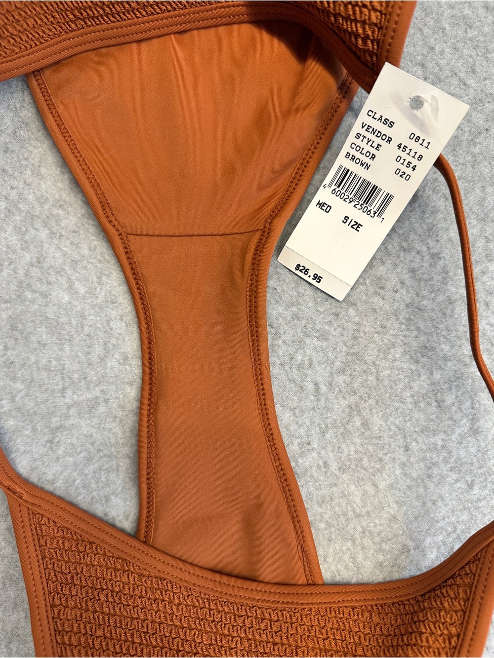 PacSun Textured Rust Scoop Bikini Top & High-Leg Bottom - Brown - Picture 5 of 6